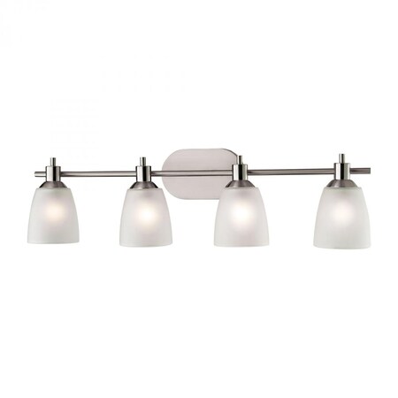 Thomas Jackson 4-Light Bath Bar in Brushed Nickel with White Glass 1304BB/20